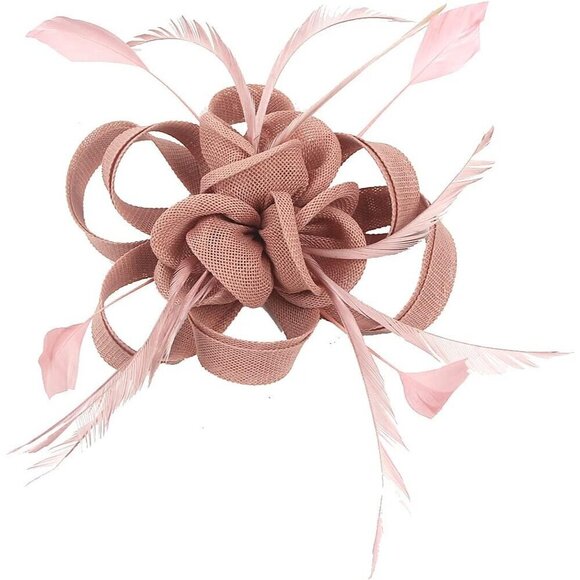 Travelwant Women Girl Fascinators Hair Clip Hairpin Hat  Fascinator Tea Party Hat Flax Feather Headband Clip Women Girls Elegant